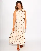Classic Polka Dot Tie Neck Dress