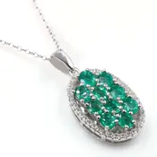 925 Natural Emerald Pendant Necklace - Unique Silver Jewelry