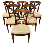 19th Century Set of 6 German Biedermeier Dining Chairs