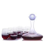 Custom Vintner's Choice Wine Decanter 9 Piece Stemless Gift Set by Ravenscroft