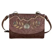 American West Woodland Bloom Small Crossbody Bag/Wallet – Hand Tooled Genuine Leather