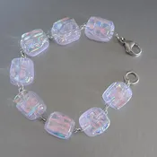 April Light Bracelet | Pink Gold Dichroic Glass Jewelry by Alison Thibault — WindHorse Arts