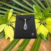 14kt Gold Plate Lālani Black Coral Composite Tear Drop Pendant