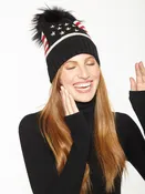 Angora Wool Stars & Stripes Hat in Black