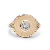 All-Seeing Signet Ring - 14k Yellow Gold & Grey Diamond