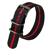 Black Webbing Strap With Red Stripe - 23MM
