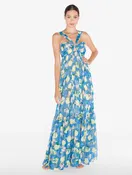Amalfi Twist Abito Lungo Stampato Blu