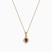 14K Rose Gold Brown and White Diamond Halo Pendant