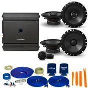 Alpine 1-Pair S-S65C 6.5" Component Speakers with 1-Pair S-S65 6.5" Coax speakers and S-A32F 320W 4-Ch Amp and Wiring