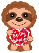 10" Airfill Only (Sticks Sold Separately) Be My Valentine Sloth Heart Foil Balloon