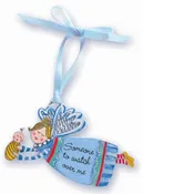 Angel Crib Medal on Ribbon - Blue