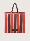 Spiaggina Bag mit Streifenmuster in Rot-, Creme- und Bordeauxtönen
