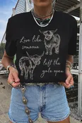 Fashion-W Western Cow Print Round Neck Casual Tee
