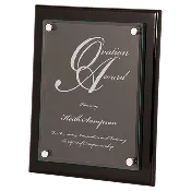 10 1/2" x 13" Black Piano Finish Floating Glass Plaque