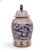 BLUE AND WHITE DRAGON GINGER JAR, LARGE