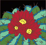 Barrel Cactus Blooms Tile (9392)