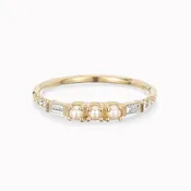3 Pearl Baguette Equilibrium Ring
