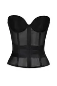 Zip Back Black Bustier