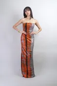 Abstract Line Strapless Textured Gown