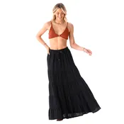 Black Shipwrecked Maxi Skirt with Bead