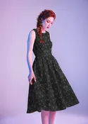 50s Style Cotton Midi Swing Dress - Spiderweb