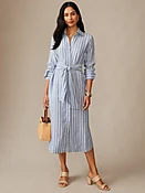 Denim/White Stripe Orla Linen Dress | Women's Dresses | J.McLaughlin