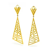Gold Triangle Deco Drop Earrings