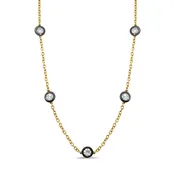 14K Black Rhodium Diamond Station Necklace