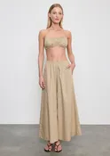 Cotton Cropped Palazzo Pant | Dark Khaki