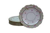 6 Antique English Cauldon Burley & Co Pink Rose Dessert Plates Saucers 6