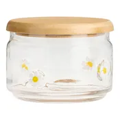 Charm Inlay Short Glass and Bamboo Storage Jar