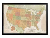 Road Trip Planner - Detailed USA Political Map with Push Pins - Roadster Fall