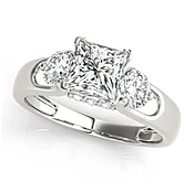 1.40 Carat Princess Three Stone Round Engagement Ring