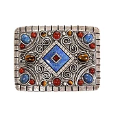 Carnelian and Sodalite Rectangle Belt Buckle