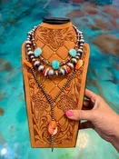 Jaci Collection – Amazonite & Spiny Oyster Sterling Silver Necklaces