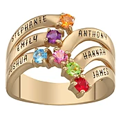 14K Gold over Sterling Birthstone and Name Waterfall Ring