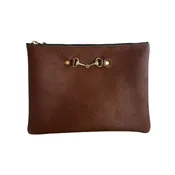 Leather Zippered Pouch with Bit Large