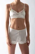 Bella Scalloped Lace Silk Bralette - Ivory
