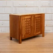 1940s French Walnut Two-Door Server with Shaped Marble Top