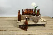 Antique Glass Bottles &amp; Wood Crate