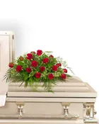 18 RED ROSES CASKET SPRAY