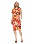Althea Asymmetric Draped Midi Sheath Dress