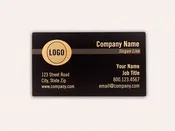 Metal Business Card - Black Background - Gold Text - 2.00" x 3.312"