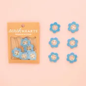 Sarah Hearts Blue Daisy Large 1" Buttons
