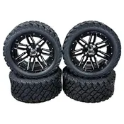 14 Inch Machined Moto Golf Cart Wheels With 23x10-14 Street Tires, Set of 4