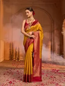 Mustard Banarasi Woven Saree