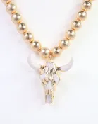Parkes Beaded Bull Necklace Gold