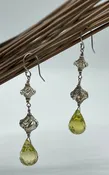 Citrine teardrop earrings with sterling silver beads