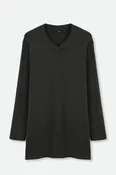 A LINE V NECK LONG SLEEVE TUNIC IN HEATHERED PIMA COTTON STRETCH