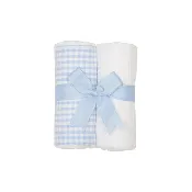 Personalized Baby Boy Blue Gingham Set of 2 Burps